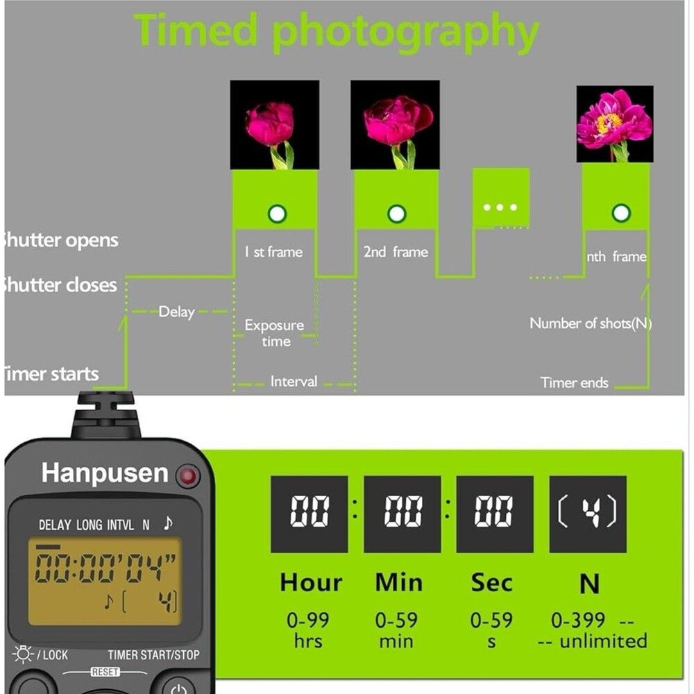 Hanpusen TR-90 Remote Switch With Digital Timer For Camera Shutter Use - Picture 6 of 8